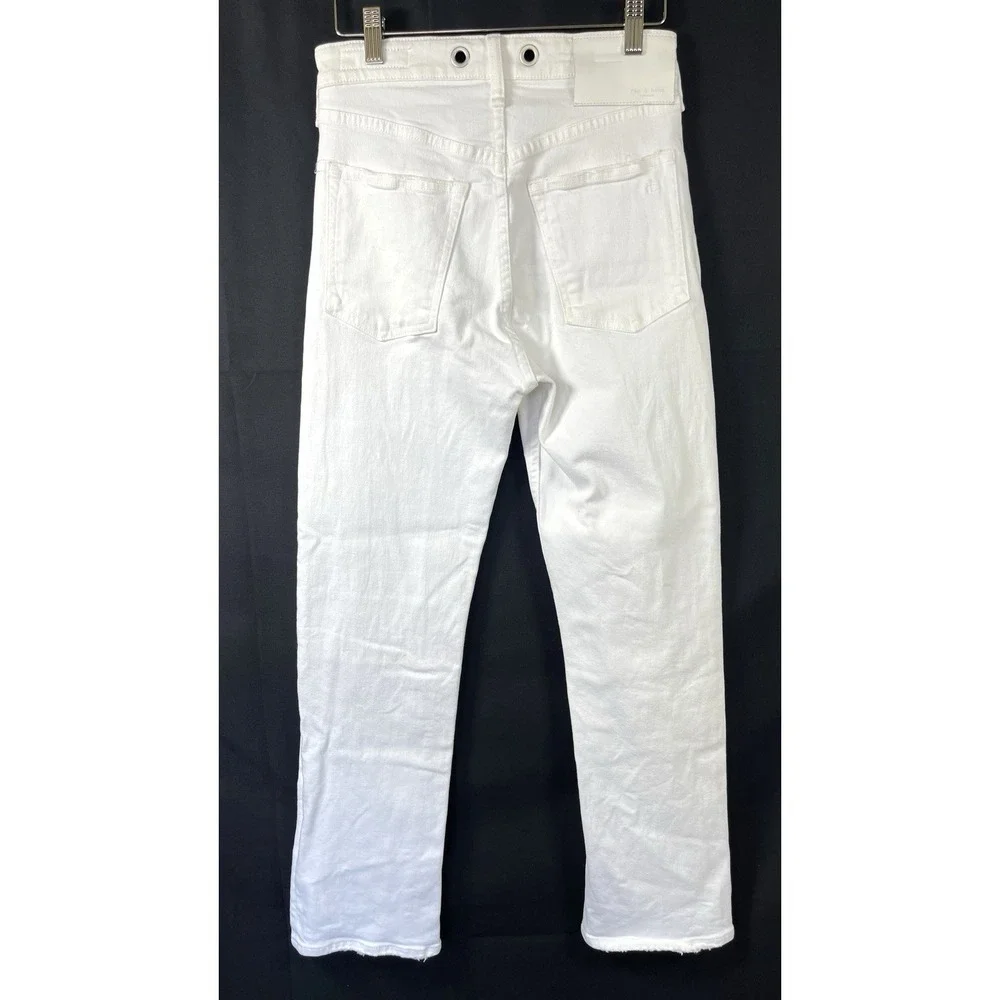 Rag & Bone Women Maya High-Rise Ankle Straight Jeans Size 23 Vintage White USA